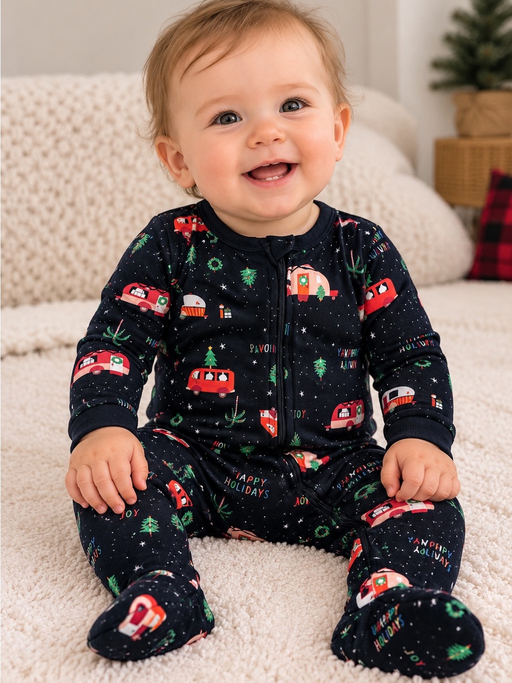 🎄Old Navy Infant Snug-Fit Pyjama– Unisex Size 6–9 Months – Holiday Camper 🎄